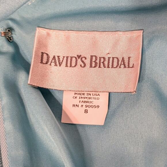 David's Bridal Turquoise Sleeveless Sheath Dress Knee Length Sz 8 - Picture 3 of 4